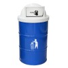 Drum waste bin with dome lid